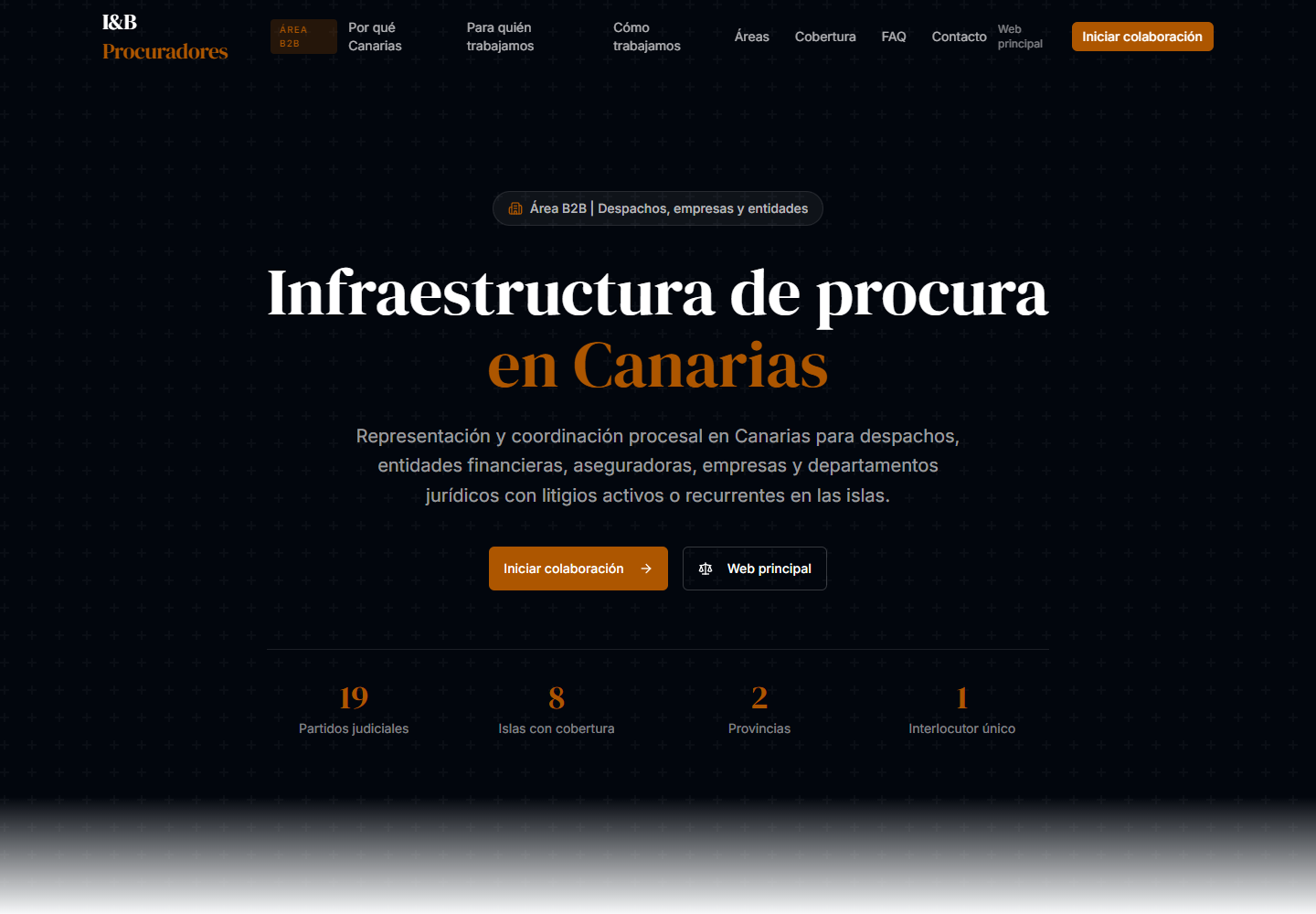 Captura del portal B2B de I&B Procuradores Canarias